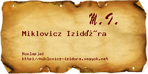 Miklovicz Izidóra névjegykártya